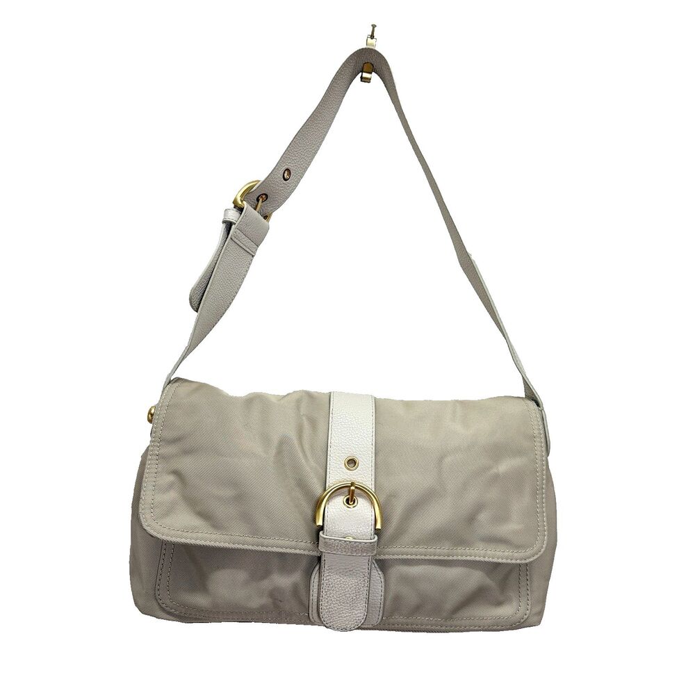 TALBOTS Canvas Buckle Bag Nylon Ivory Adjustable Y2k Minimalist Capsule Airy